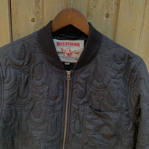 True Religion Quilted Bomber Jacket Large - Picture 5 of 7